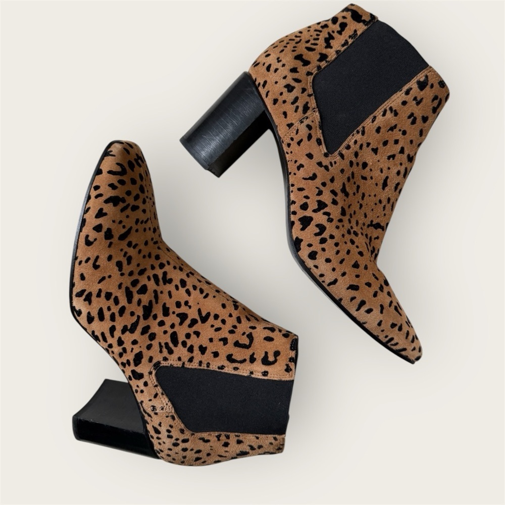 Rag & Bone Aslen Flocked Suede Ankle Boots in Leopard Cheetah Tan Animal Print